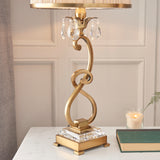 INTERIORS 1900 Oksana Antique Brass Medium Table & Beige Shade