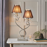 INTERIORS 1900 Oksana Nickel Twin Table & Chocolate Shades