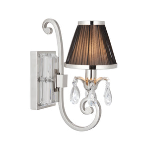 INTERIORS 1900 Oksana Nickel Single Wall Light & Black Shade