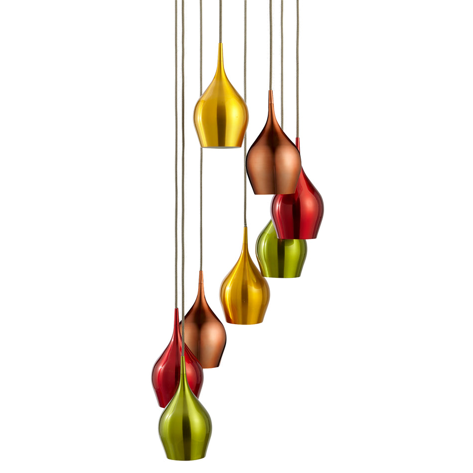 SEARCHLIGHT VIBRANT 8Lt Multi Drop Pendant - Metallic Multi-Coloured Metal