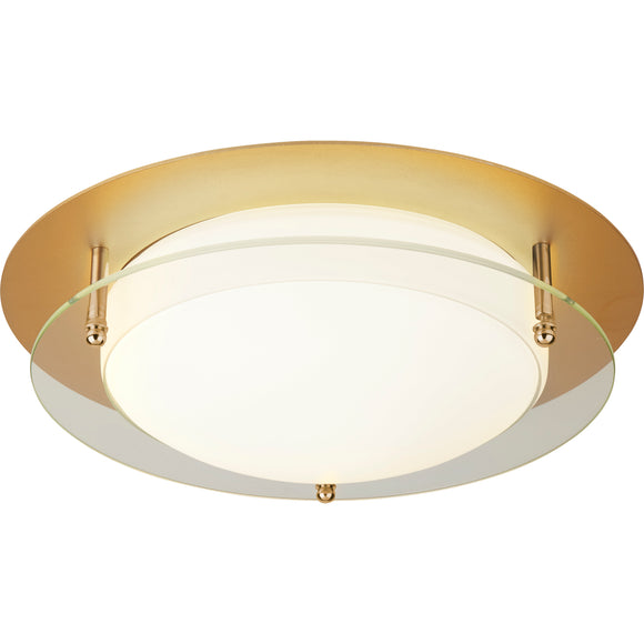 SEARCHLIGHT LIMERICK Flush - Gold Metal, White & Clear Glass