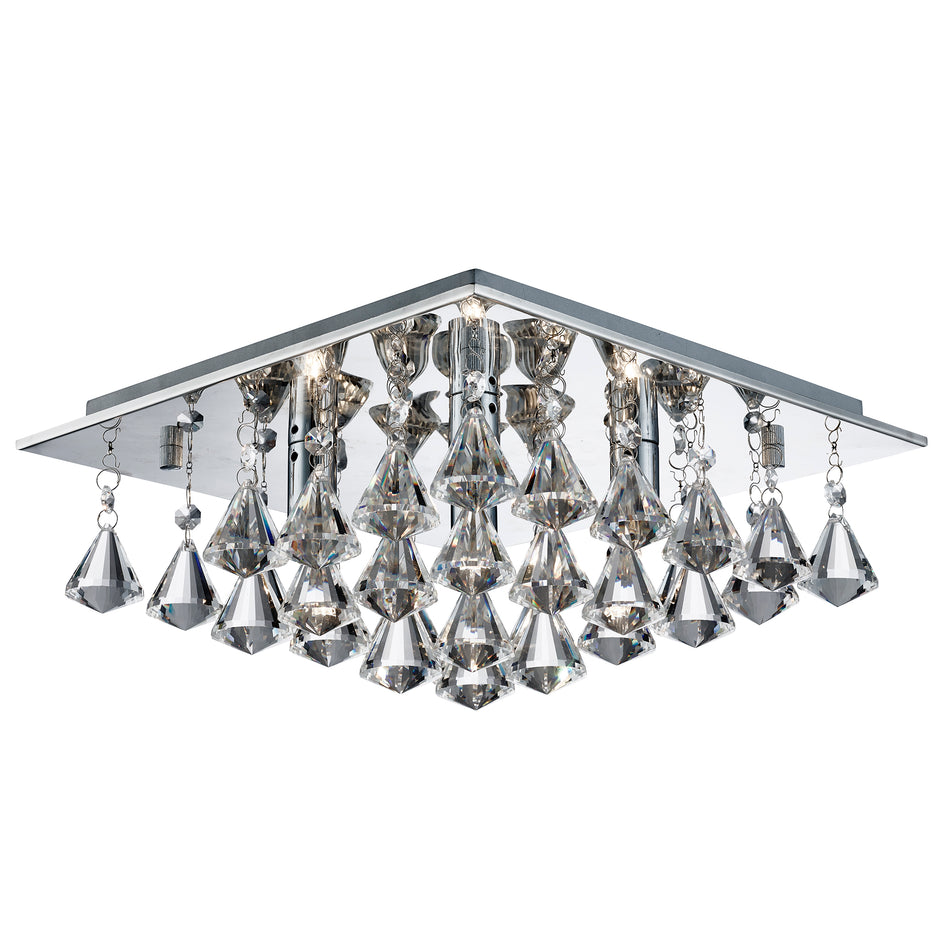 SEARCHLIGHT HANNA 4Lt Flush - Chrome Metal & Clear Crystal