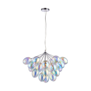 ENDON Infinity 6Lt Pendant - Chrome plated with reflective iridescent glass shades