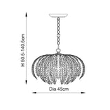 ENDON Delphine 3Lt Pendant - Silver Leaf