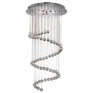 SEARCHLIGHT HALLWAY 3Lt Multi-Drop Pendant - Chrome Metal & Crystal Clear