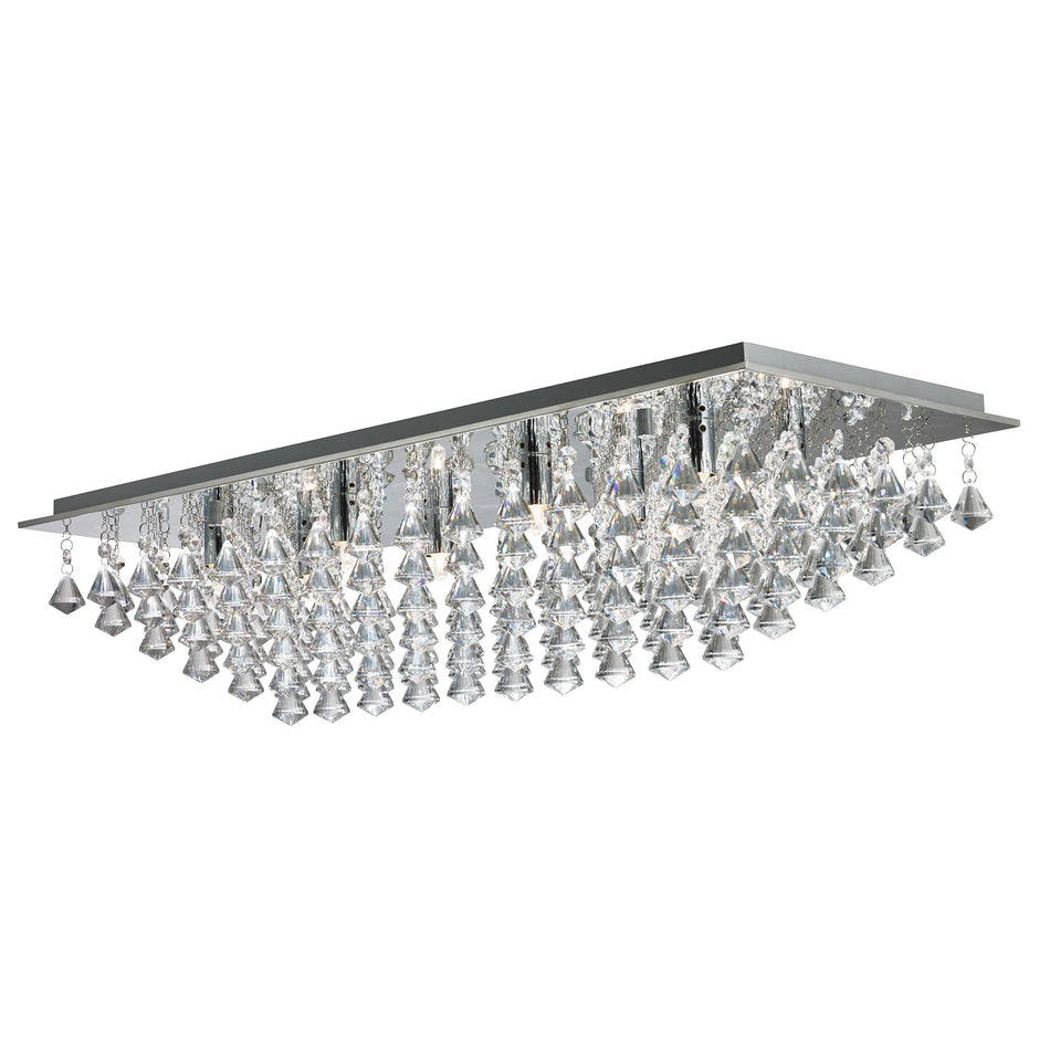SEARCHLIGHT HANNA 8Lt Flush - Chrome Metal & Clear Crystal