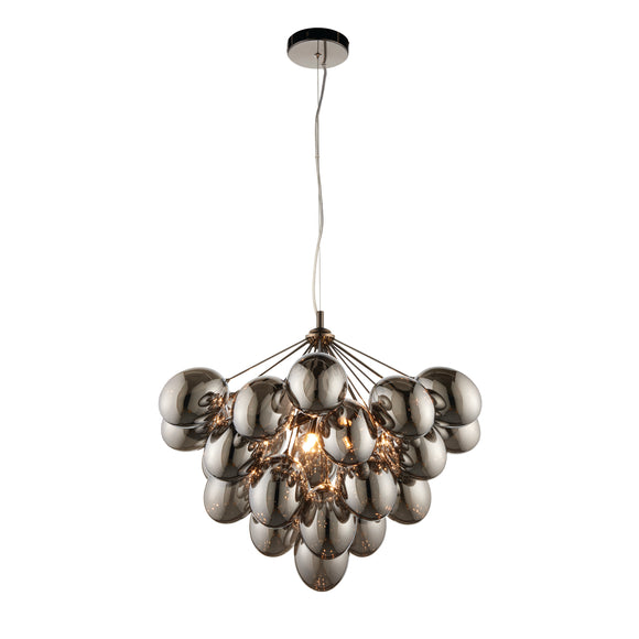 ENDON Infinity 6Lt Pendant - Black chrome with electro plated glass shades