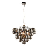 ENDON Infinity 6Lt Pendant - Black chrome with electro plated glass shades