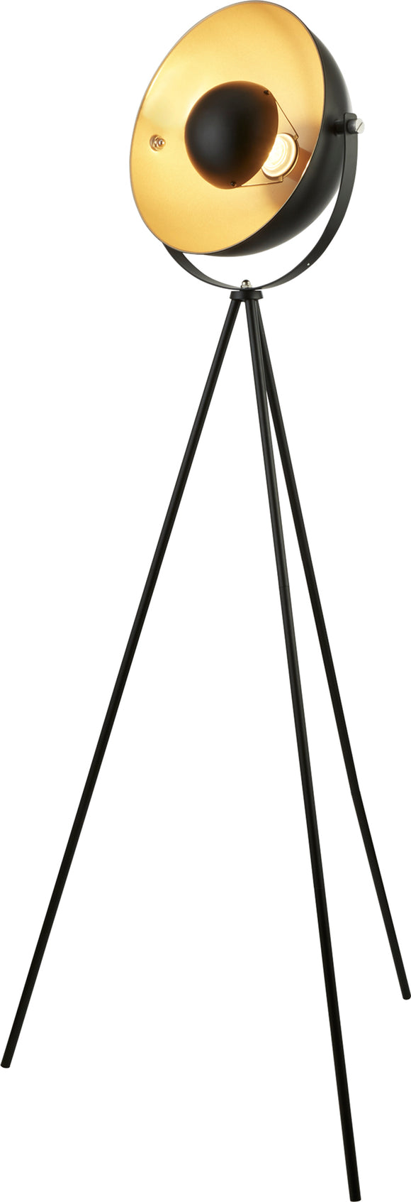 SEARCHLIGHT BLINK Tripod Floor Lamp - Matt Black Metal & Gold