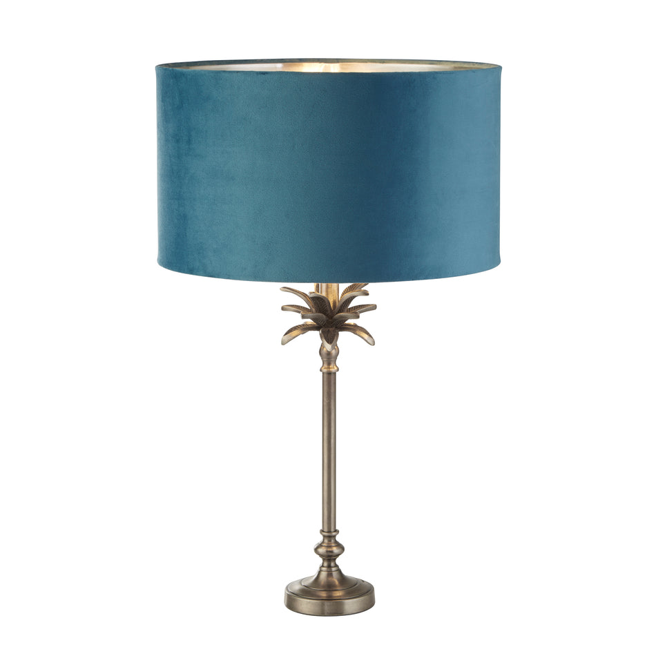 PALM Table Lamp - Antique Nickel Finish, Teal or Grey Shade