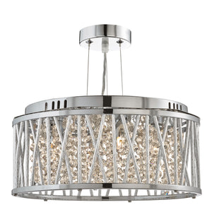 SEARCHLIGHT ELISE 3Lt Convertible Pendant To Semi Flush - Chrome Metal & Crystal