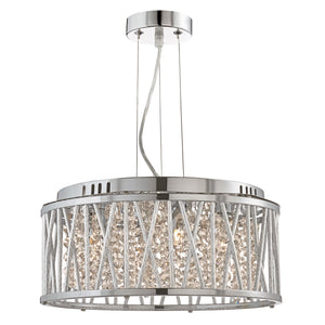 SEARCHLIGHT ELISE 4Lt Convertible Pendant To Semi Flush - Chrome Metal & Crystal