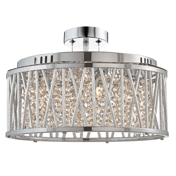 SEARCHLIGHT ELISE 5Lt Convertible Pendant To Semi Flush - Chrome Metal & Crystal