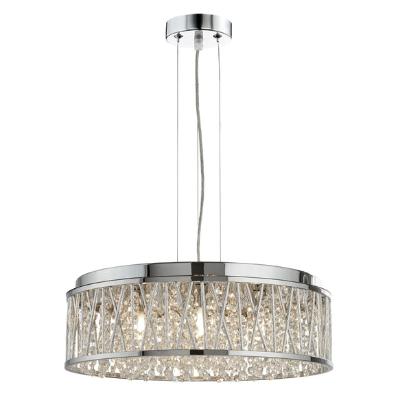 SEARCHLIGHT ELISE 7Lt Convertible Pendant To Semi-Flush - Chrome Metal & Crystal