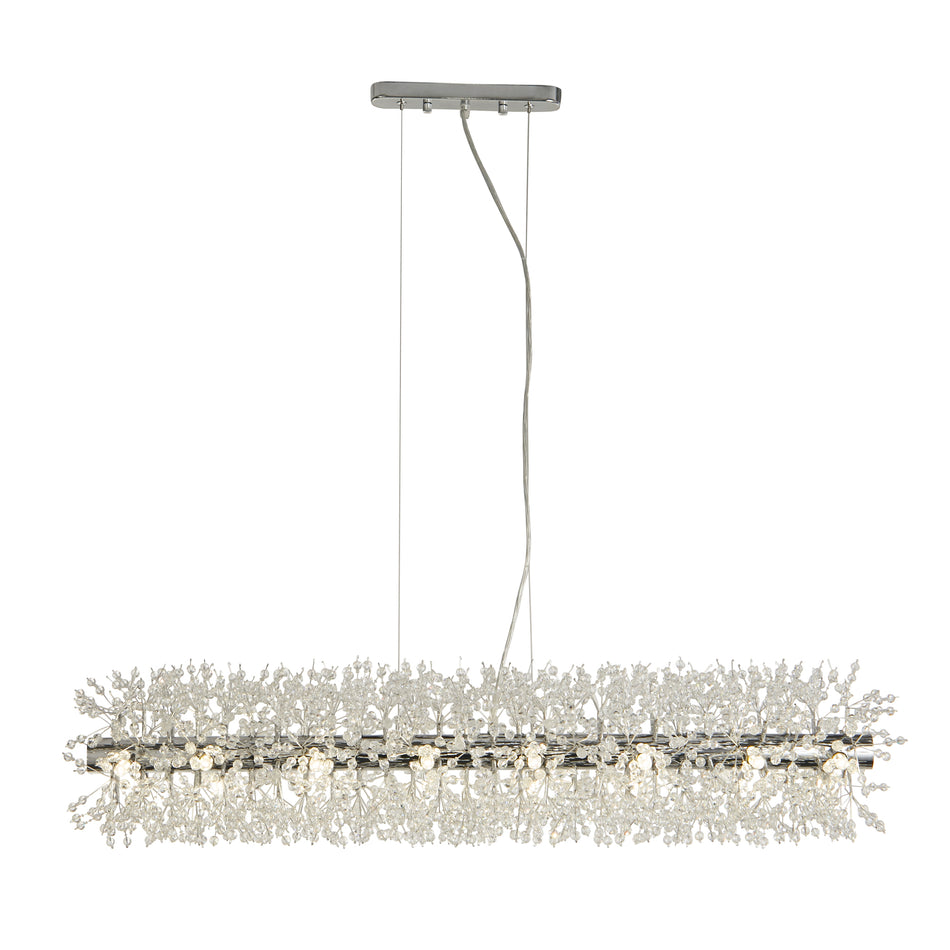 SEARCHLIGHT SUNBURST 16Lt Bar Pendant - Chrome Metal & Crystal Beads