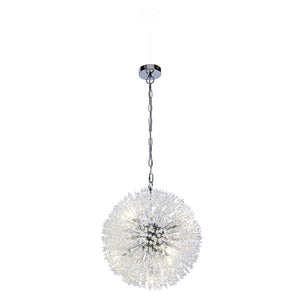 SEARCHLIGHT SUNBURST 7Lt Pendant - Chrome Metal & Crystal Beads