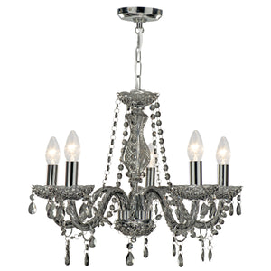 SEARCHLIGHT MARIE THERESE 5Lt Pendant - Grey Metal & Smoked Glass