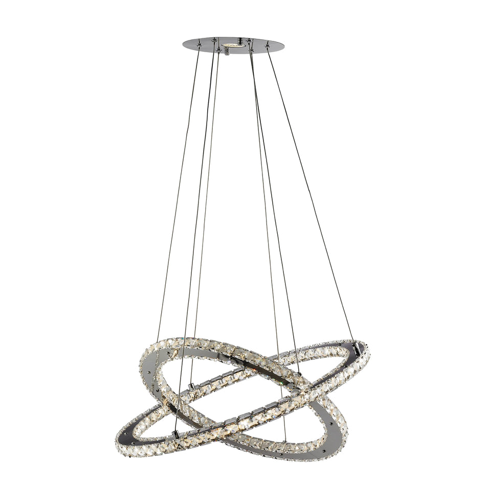 SEARCHLIGHT CLOVER 2Lt Pendant - Chrome Metal & Clear Crystal