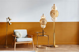SEARCHLIGHT Wagon Wheel 6Lt Table Lamp- Bronze Metal, Clear, Amber Glass