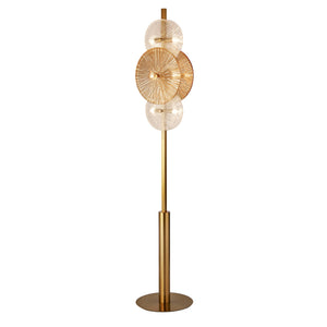SEARCHLIGHT Wagon Wheel 6Lt Floor Lamp- Bronze Metal, Clear, Amber Glass