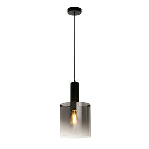 SEARCHLIGHT Sweden Pendant - Matt Black Metal & Smoked Ombre Glass