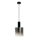 SEARCHLIGHT Sweden Pendant - Matt Black Metal & Smoked Ombre Glass