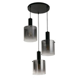 SEARCHLIGHT Sweden 3Lt Multi-Drop Pendant - Black Metal & Smoked Glass Item