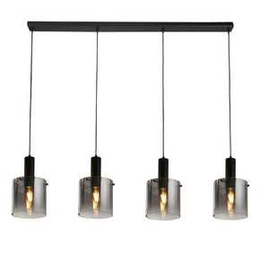 SEARCHLIGHT Sweden 4Lt Bar Pendant - Black Metal & Smoked Ombre Glass