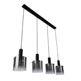 SEARCHLIGHT Sweden 4Lt Bar Pendant - Black Metal & Smoked Ombre Glass