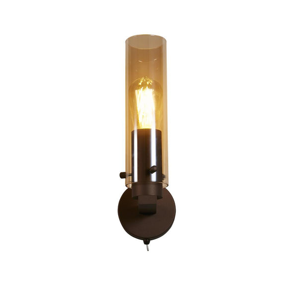 SEARCHLIGHT Sweden II 1Lt Wall Light - Mocha Metal & Amber Glass