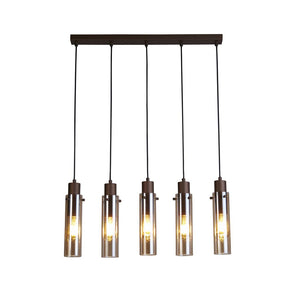 SEARCHLIGHT Sweden II 5Lt Bar Pendant - Mocha Metal & Amber Glass