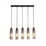 SEARCHLIGHT Sweden II 5Lt Bar Pendant - Mocha Metal & Amber Glass