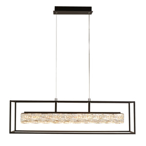 SEARCHLIGHT ELEVATOR Bar Pendant - Matt Black Metal & Clear Crystal