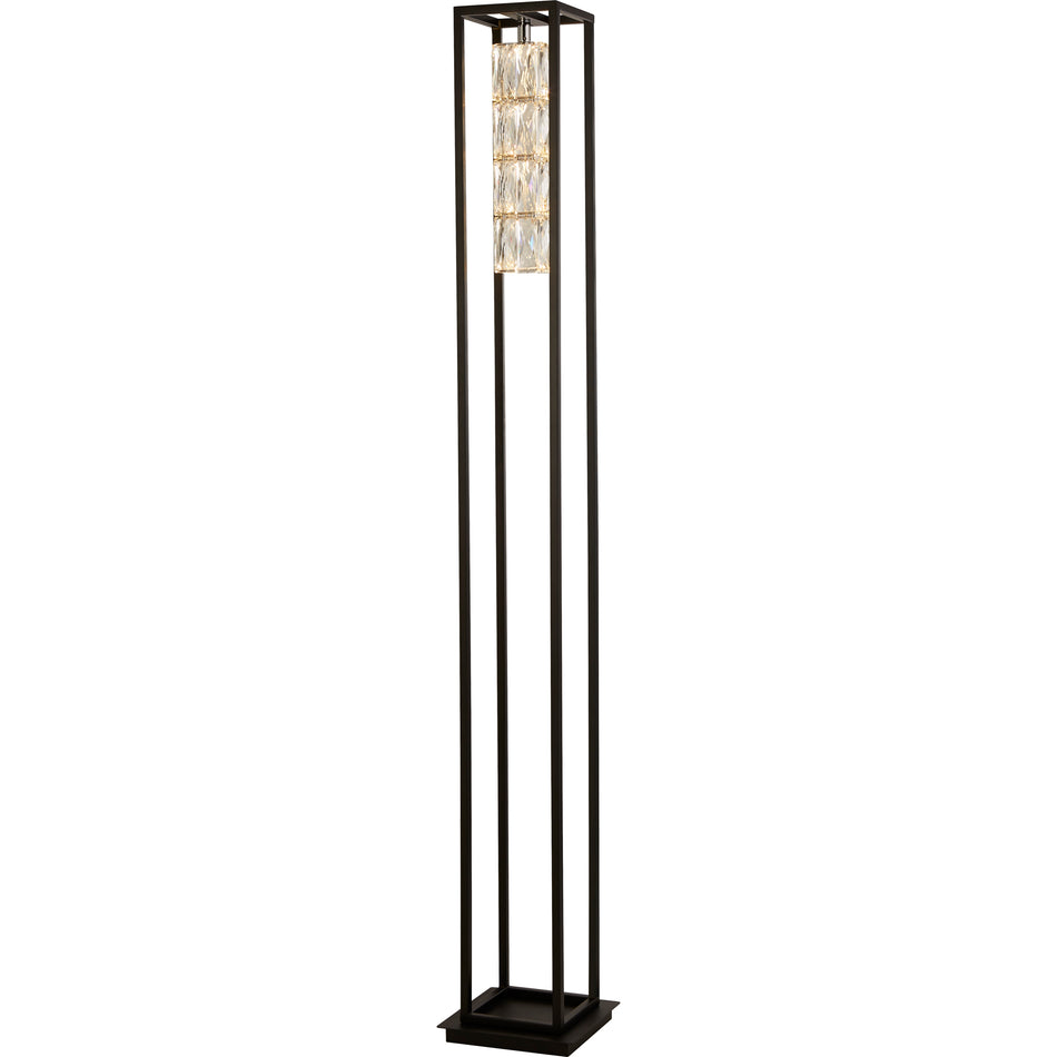 SEARCHLIGHT ELEVATOR Floor Lamp - Matt Black Metal & Clear Crystal