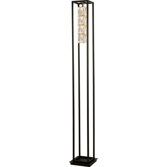 SEARCHLIGHT ELEVATOR Floor Lamp - Matt Black Metal & Clear Crystal