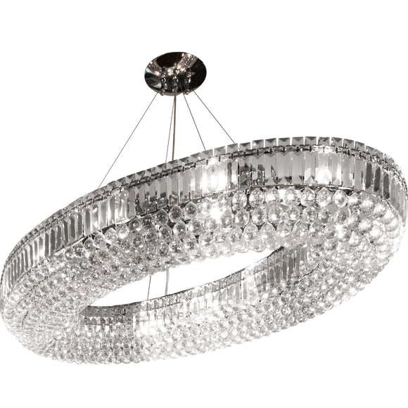 SEARCHLIGHT VESUVIUS 24Lt Oval Pendant - Chrome Metal & Clear Crystal