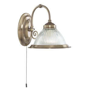 SEARCHLIGHT AMERICAN DINER Wall Light - Antique Brass Metal & Ribbed Glass