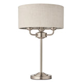 ENDON Highclere 3Lt Table Lamp - Brushed Chrome Natural