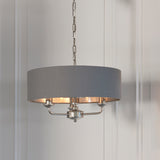 ENDON Highclere 3Lt Pendant - Bright Nickel Charcoal