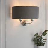 ENDON Highclere 2Lt Wall Light - Bright Nickel Charcoal