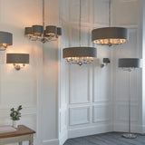 ENDON Highclere 8Lt Pendant - Bright Nickel Charcoal