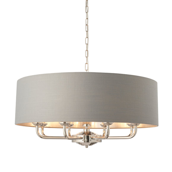 ENDON Highclere 8Lt Pendant - Bright Nickel Charcoal