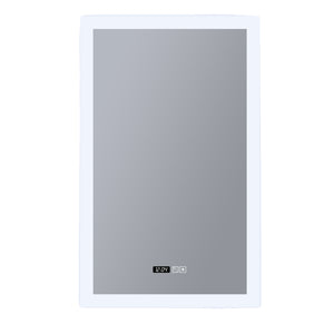 SEARCHLIGHT Rectangular Bathroom Mirror with Digital Clock - White Metal & Mirrored Glass