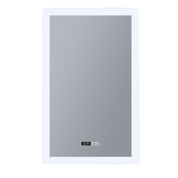 SEARCHLIGHT Rectangular Bathroom Mirror with Digital Clock - White Metal & Mirrored Glass