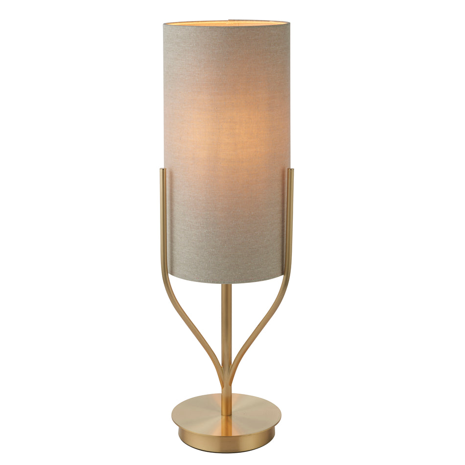 Fraser Table Lamp - Satin Brass with Natural Linen Shade