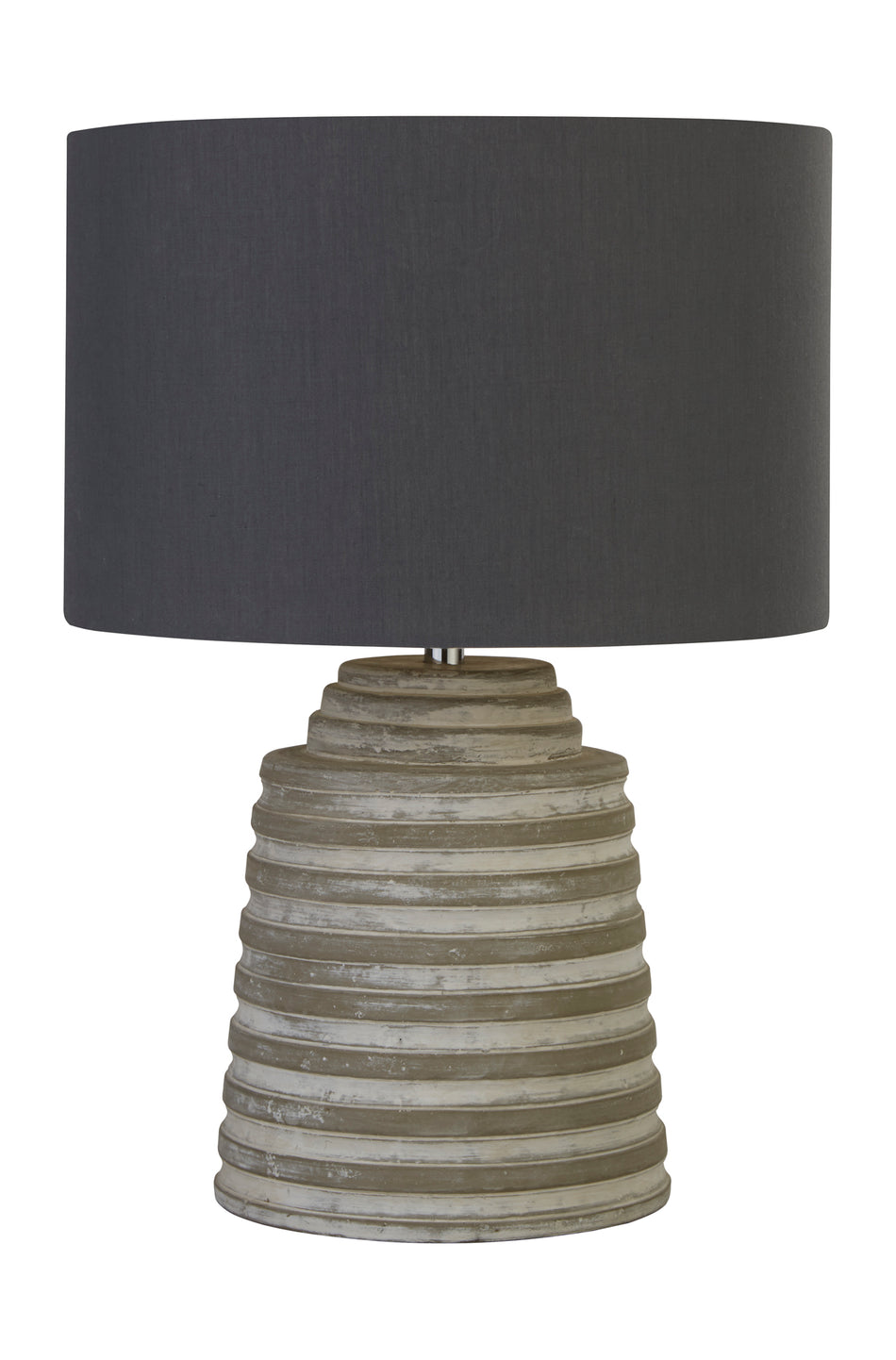 LIANA Table Lamp - Grey Cement & Grey Fabric Shade