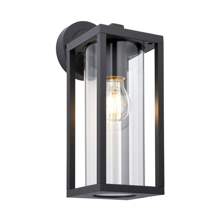 Hamden - Outdoor IP44 Wall Light - Black Metal, Clear Glass