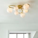 ENDON Maye 6 Light Semi Flush - Satin Brass