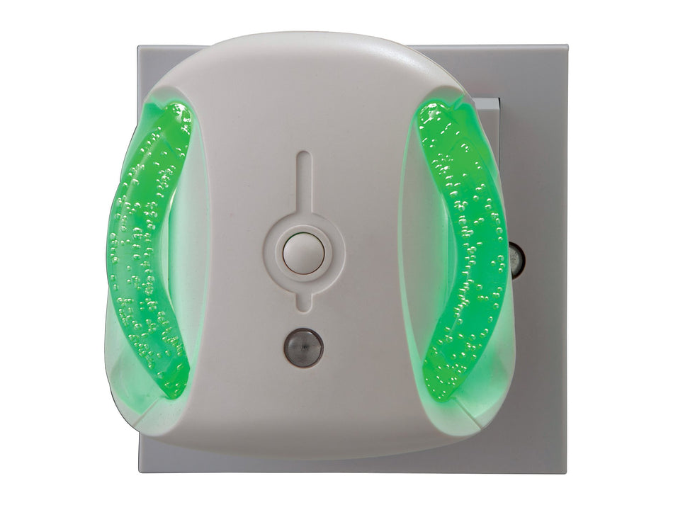 LED Night Light - 3 Pin Plug, White with RGB LED with dawn photo sensor