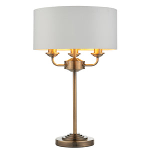 ENDON Highclere 3Lt Table Lamp - Antique Brass Vintage